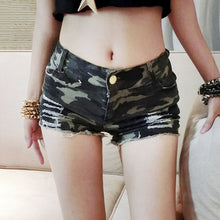 Load image into Gallery viewer, Women's Distressed Denim Shorts print Camouflage Fashion Brand High Waist Shorts Punk Sexy Short Jeans