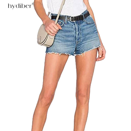Denim Shorts 2018 Cotton High Waisted Fashion Button Pockets Regular Women Shorts Summer Sexy office lady Jean Shorts