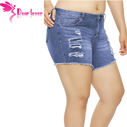 Dear Lover European Style Stars Print Women Shorts Fashion Frayed Denim Shorts Washed Sexy Mid Waist Super Shorts Summer LC78612